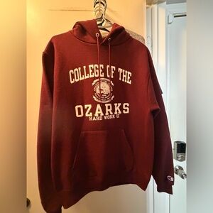 Champion Burgundy Hoodie with College Logo